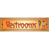 Restrooms Orange Metal Novelty Street Sign 19" x 5.5" (WB-K)