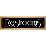 Restrooms Black Metal Novelty Street Sign 19" x 5.5" (WB-K)