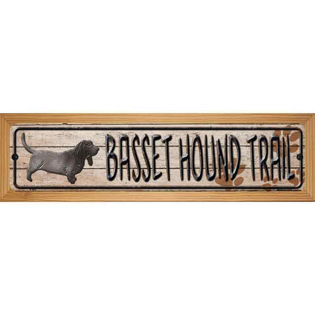 Basset Hound Trail Novelty Metal Street Sign 19" x 5.5" (WB-K)