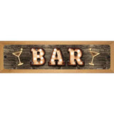 Bar Cocktails Bulb Lettering Novelty Metal Street Sign 19" x 5.5" (WB-K)