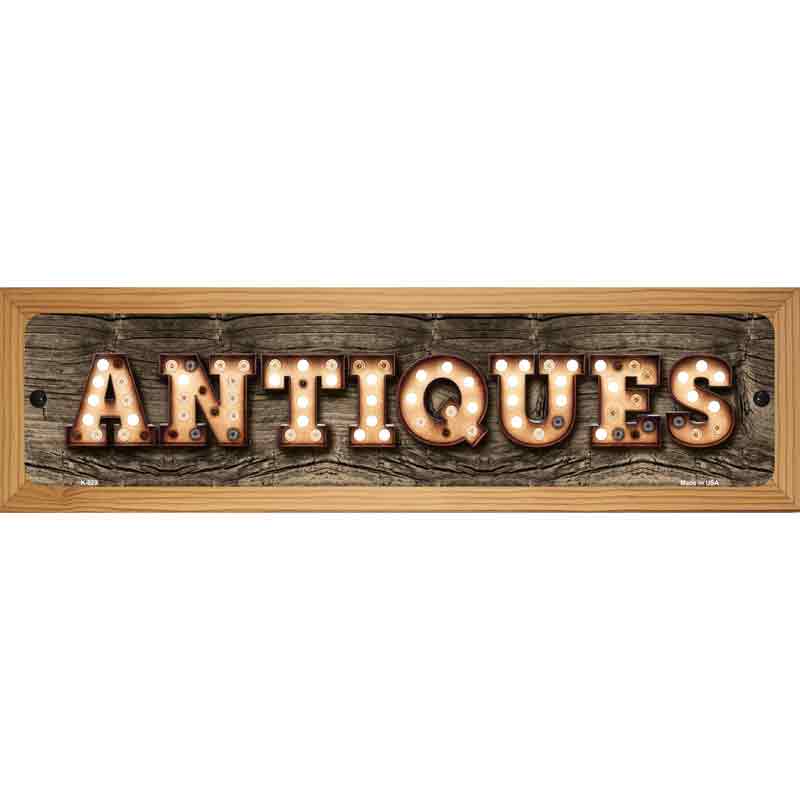 Antiques Bulb Lettering Novelty Metal Street Sign 19" x 5.5" (WB-K)
