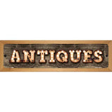 Antiques Bulb Lettering Novelty Metal Street Sign 19" x 5.5" (WB-K)