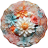 Multi Colored Flower Novelty Metal Wind Spinner 10" Spinner (WCS)
