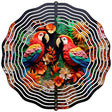 Two Parrots with Flowers Novelty Metal Wind Spinner