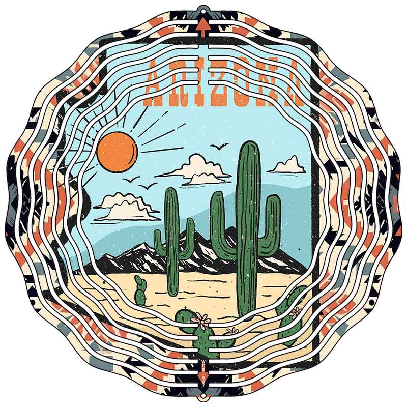 Arizona Cactus and Sun Novelty Metal Wind Spinner