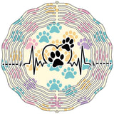 Dog Paws Heart Beat Novelty Metal Wind Spinner