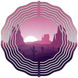 Sunset Mountain and Cactus Novelty Metal Wind Spinner