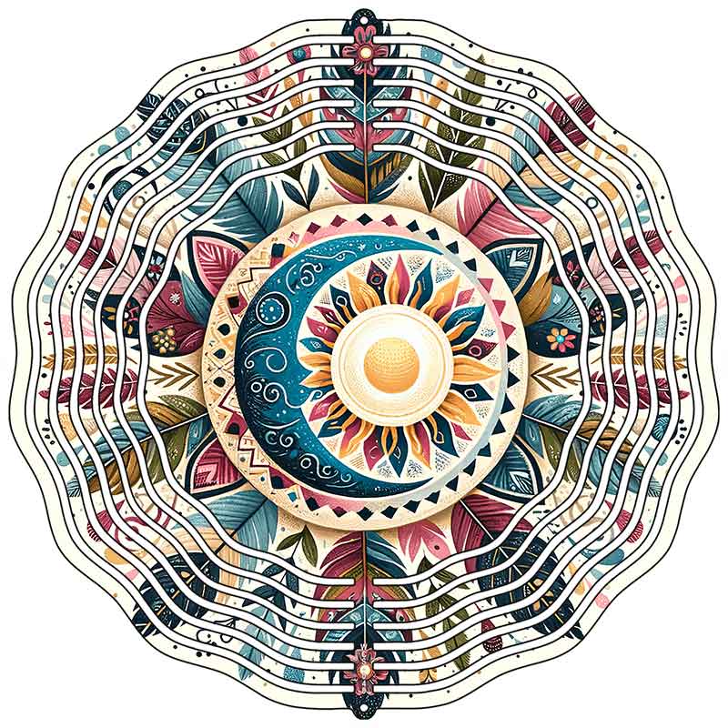 Native American Feathers Novelty Metal Wind Spinner