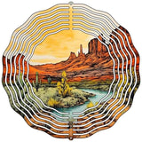 Desert Sunset with River Novelty Metal Wind Spinner 10" Spinner (WCS)