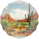 Desert Sunset Saguaro Novelty Metal Wind Spinner 10" Spinner (WCS)