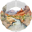 Desert Sunset Stream and Mountains Novelty Metal Wind Spinner 10" Spinner (WCS)