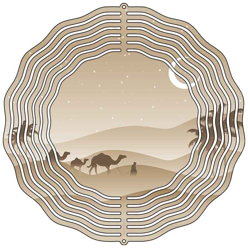 Camel and Sand Novelty Metal Wind Spinner
