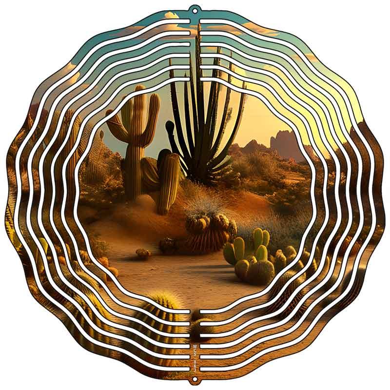 Desert Cactus Novelty Metal Wind Spinner 10" Spinner (WCS)