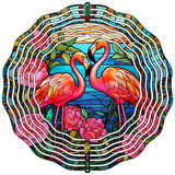 Flamingos Stained Glass Novelty Metal Wind Spinner