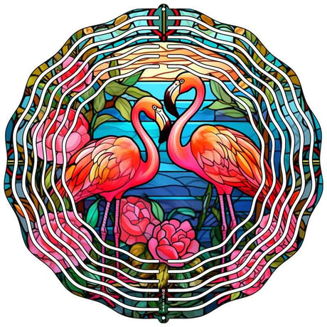 Flamingos Stained Glass Novelty Metal Wind Spinner