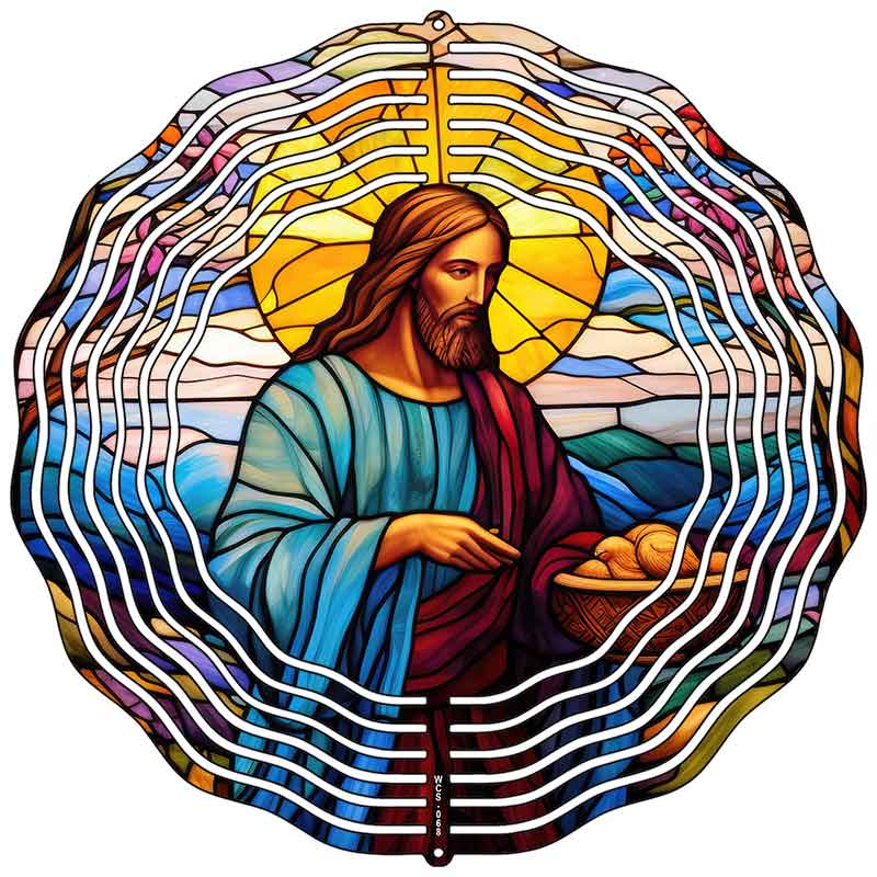Jesus Stained Glass Novelty Metal Wind Spinner