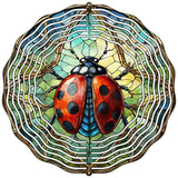 Ladybug Stained Glass Novelty Metal Wind Spinner