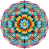 Stained Glass Flower Kaleidoscope Novelty Metal Wind Spinner