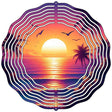 Purple Palms and Sunset Novelty Metal Wind Spinner