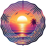 Purple Palms and Sunset Novelty Metal Wind Spinner