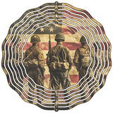 Army Combat with American Flag Novelty Metal Wind Spinner
