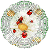 Ladybugs on Flower Novelty Metal Wind Spinner