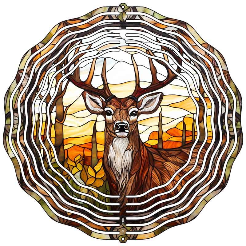 Stained Glass Deer Novelty Metal Wind Spinner