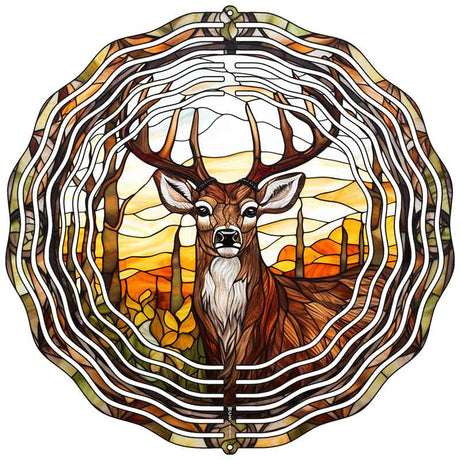 Stained Glass Deer Novelty Metal Wind Spinner