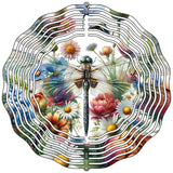 Dragonfly with Flowers Novelty Metal Wind Spinner