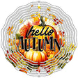 Hello Autumn Pumpkins Novelty Metal Wind Spinner