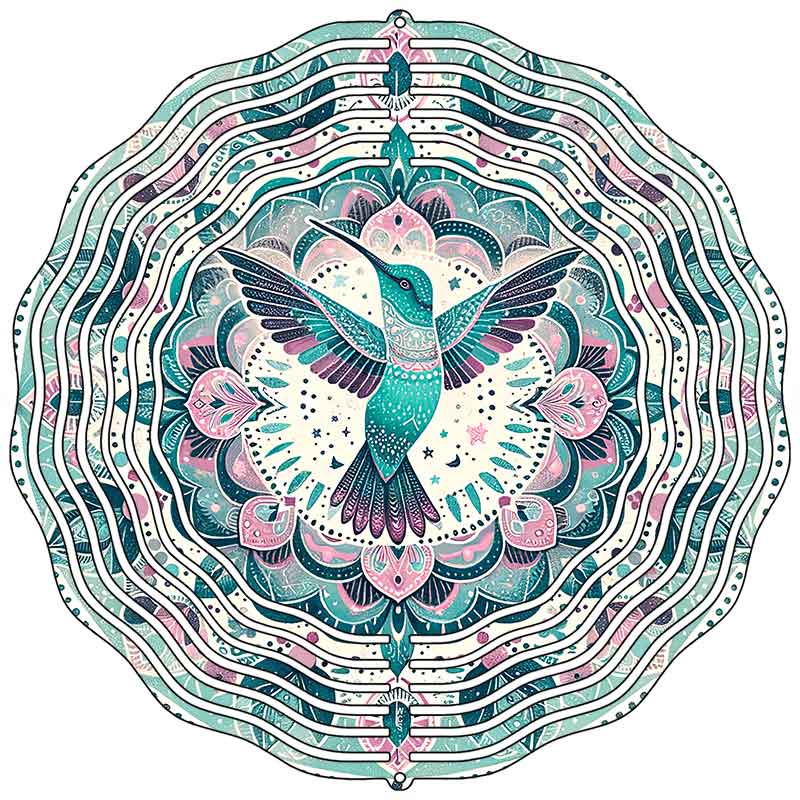 Hummingbird Doily Pattern Novelty Metal Wind Spinner