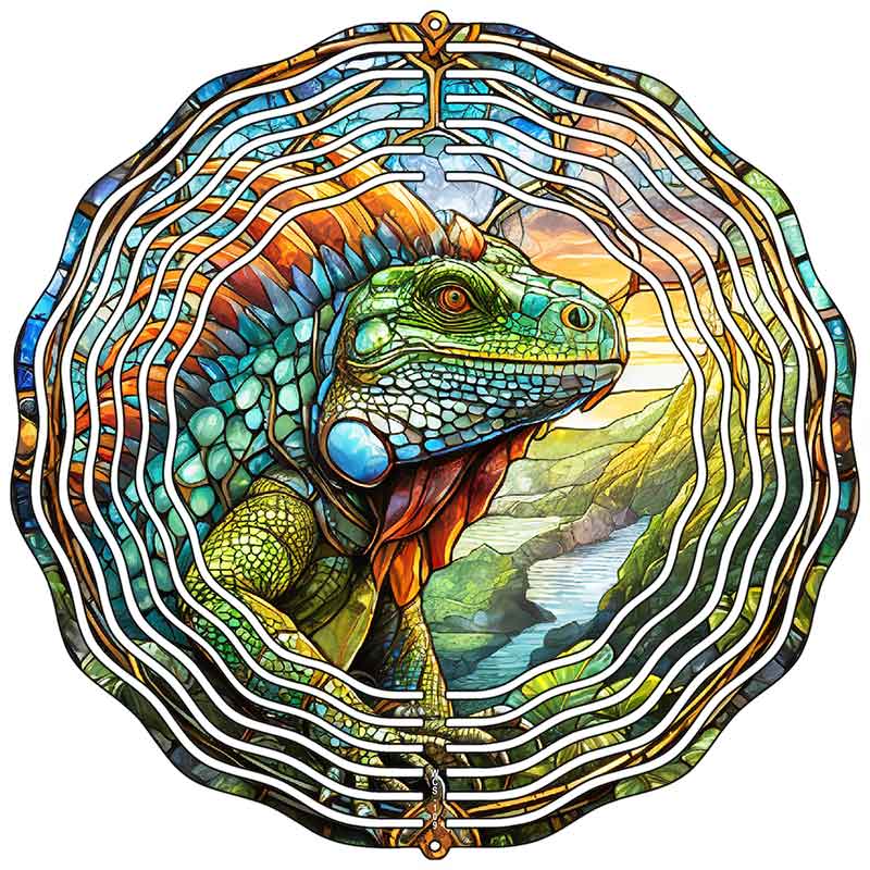 Lizard Stained Glass Novelty Metal Wind Spinner