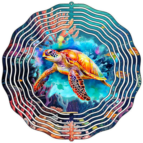 Turtle in Ocean Novelty Metal Wind Spinner