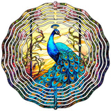 Stained Glass Peacock Novelty Metal Wind Spinner