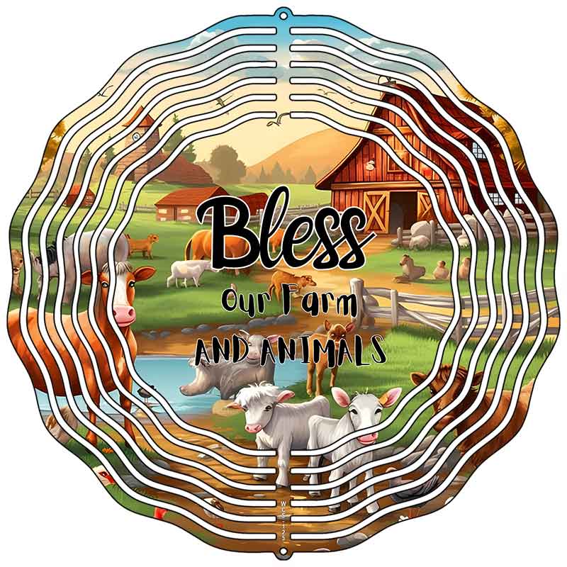Bless Our Farm Animals Novelty Metal Wind Spinner