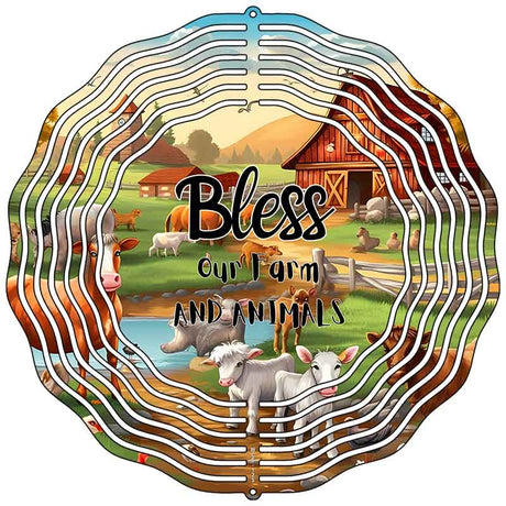 Bless Our Farm Animals Novelty Metal Wind Spinner