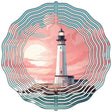 Lighthouse with Crashing Waves Novelty Metal Wind Spinner
