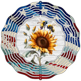 Sunflower with American Flag Novelty Metal Wind Spinner