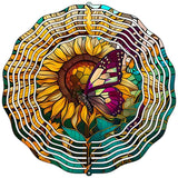 Butterfly on a Sunflower Novelty Metal Wind Spinner