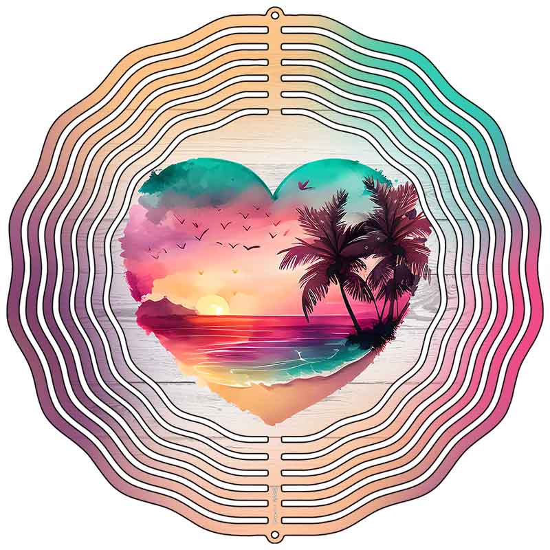 Heart Beach Waves Novelty Metal Wind Spinner