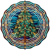 Christmas Tree Stained Glass Novelty Metal Wind Spinner