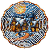Winter Snow House Scene Novelty Metal Wind Spinner