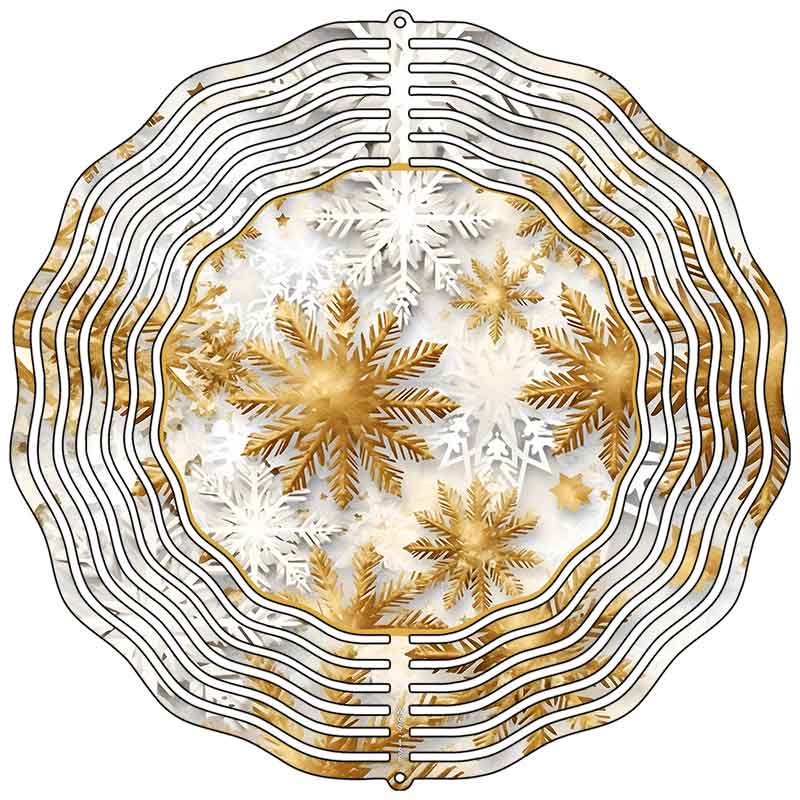 Shiny Gold Snowflake Novelty Metal Wind Spinner