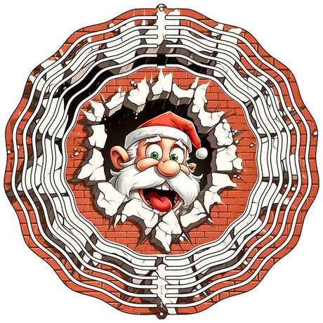 Santa Brick Wall Novelty Metal Wind Spinner