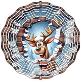 Reindeer Snowie Brick Wall Novelty Metal Wind Spinner