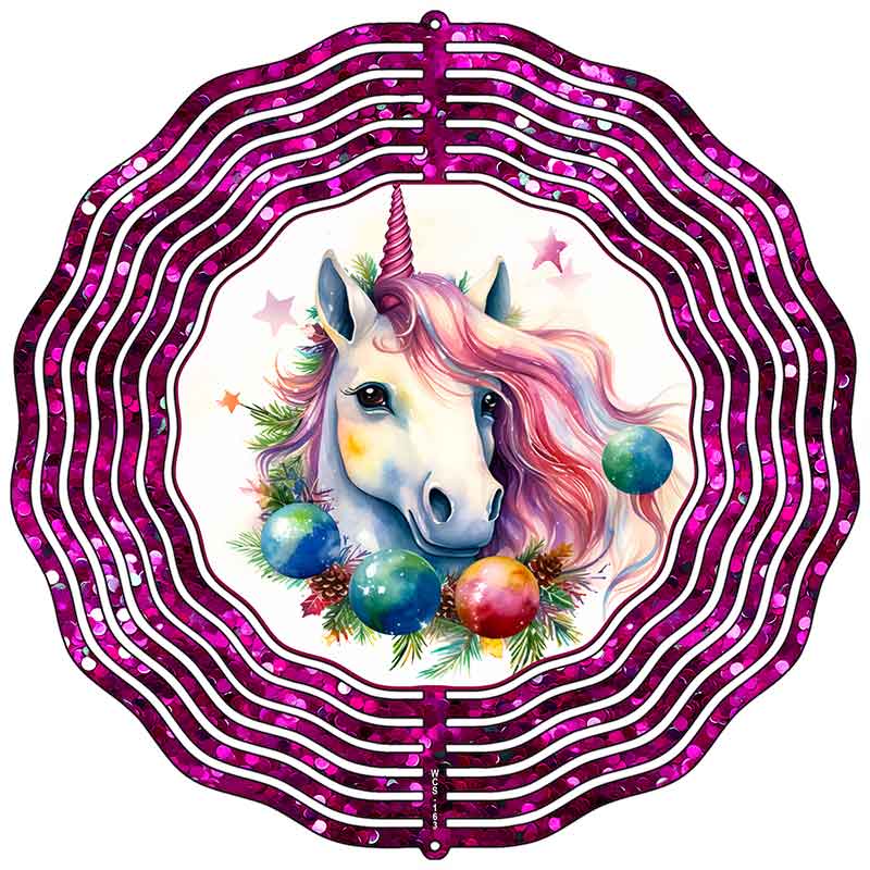 Unicorn Pink Glitter Novelty Metal Wind Spinner