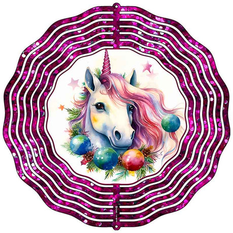 Unicorn Pink Glitter Novelty Metal Wind Spinner