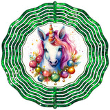 Unicorn Green Glitter Novelty Metal Wind Spinner