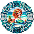 Mermaid Teal Glitter Novelty Metal Wind Spinner