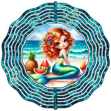 Mermaid Teal Glitter Novelty Metal Wind Spinner